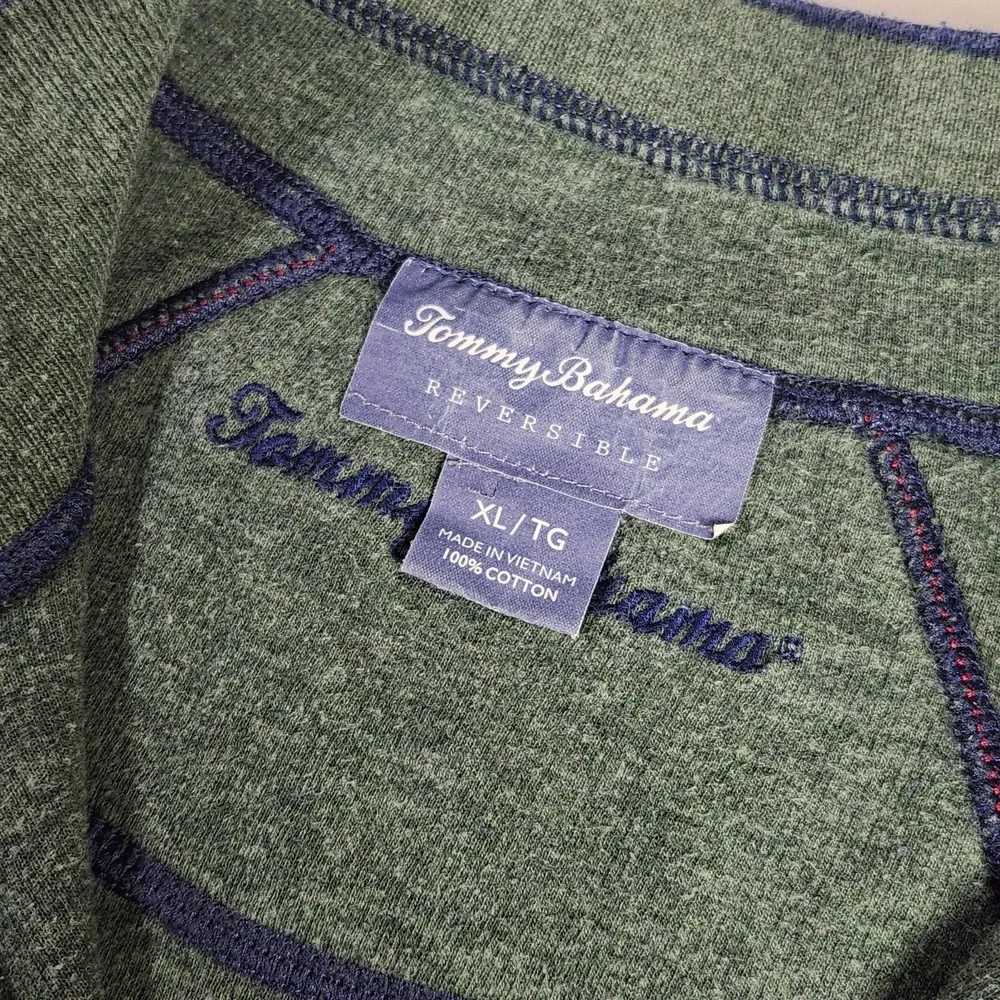 men's TOMMY BAHAMA 1/4 zip pullover REVERSIBLE mock neck Blue/Green size‎ XL